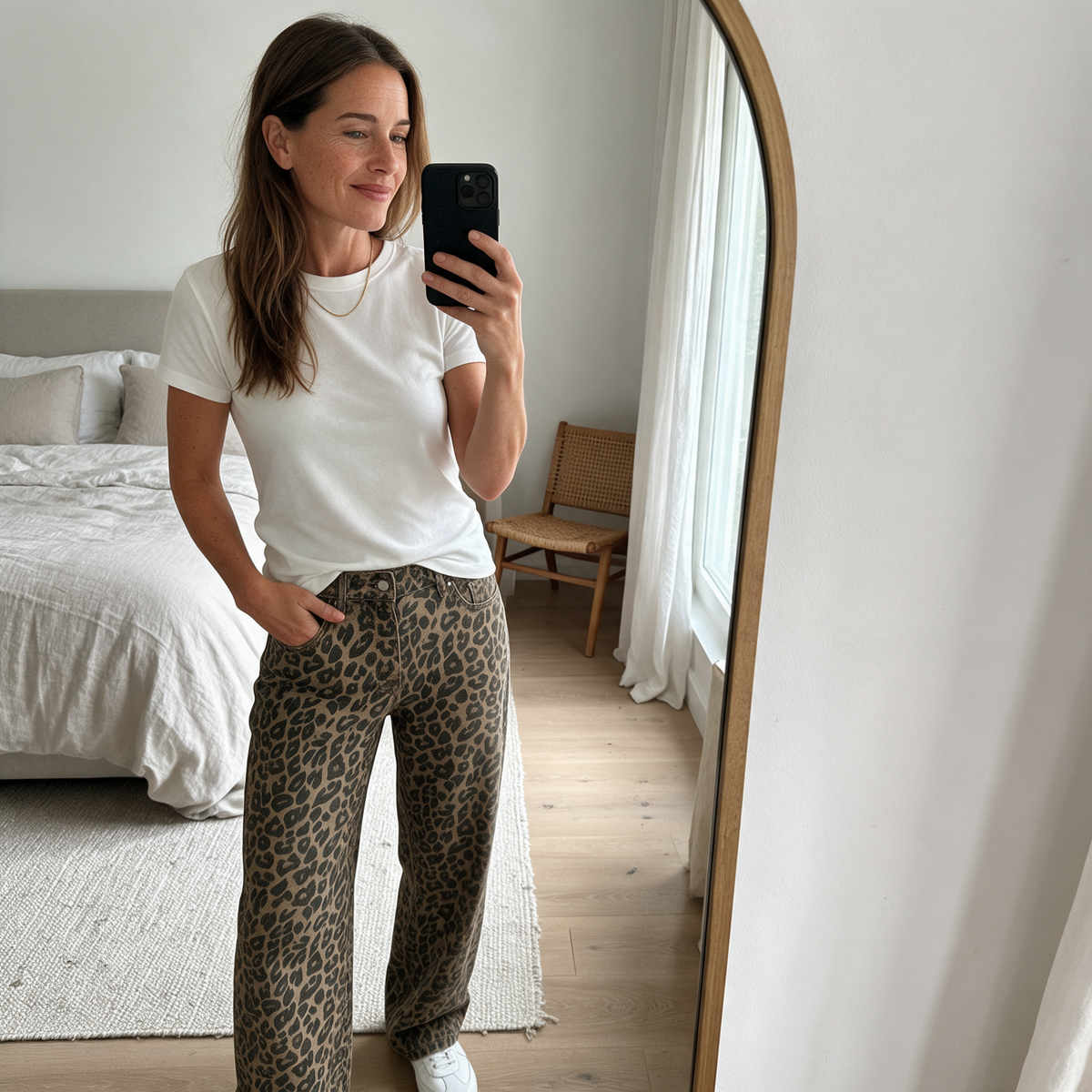 Luipaardjeans Femke gestyled