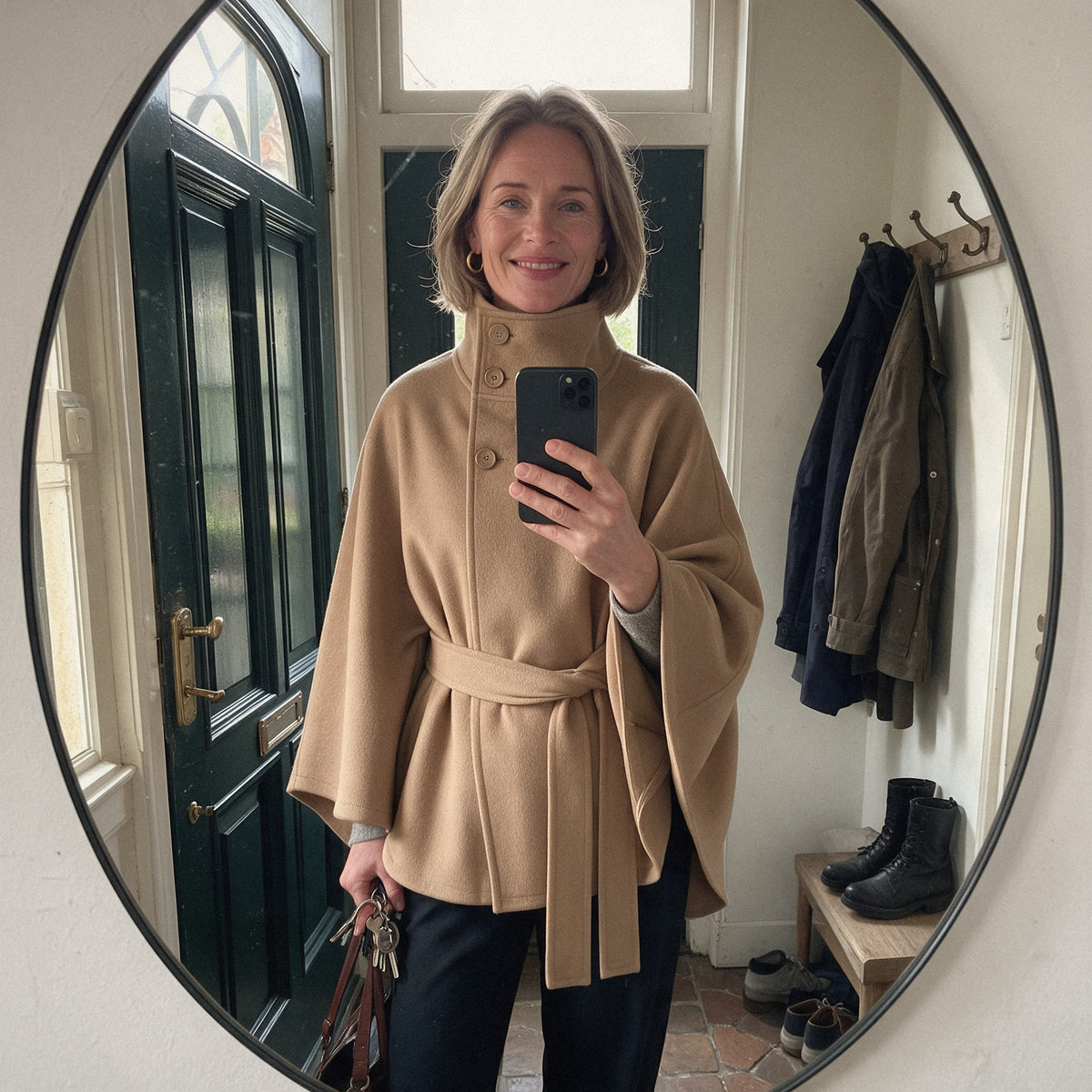 Spiegelselfie bij de voordeur
