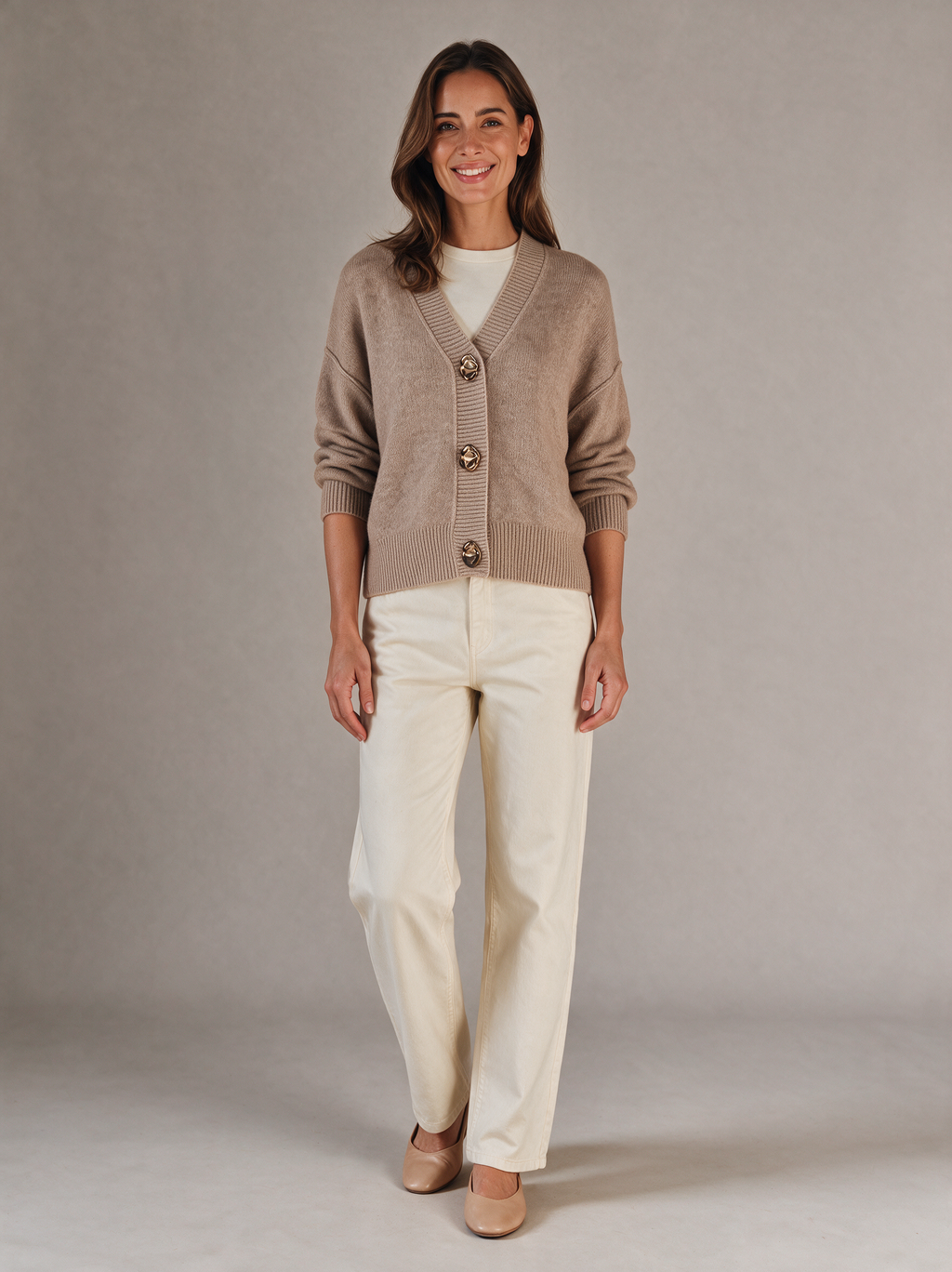 Vest Noor in beige, volledige look