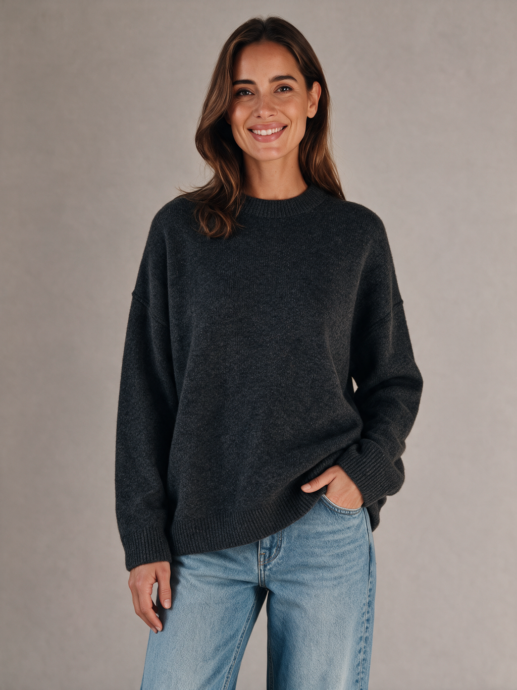 Oversized trui Maud in antraciet