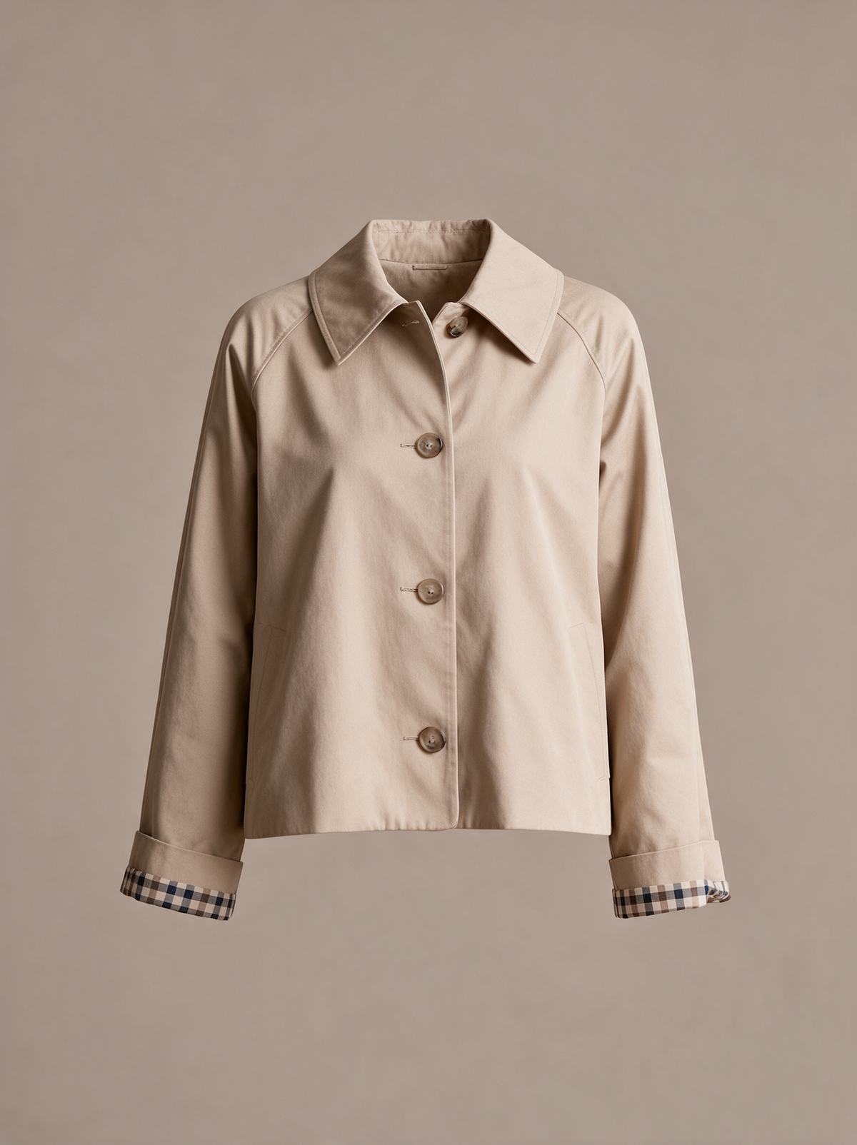 Korte trenchjas Noa in licht khaki, productfoto