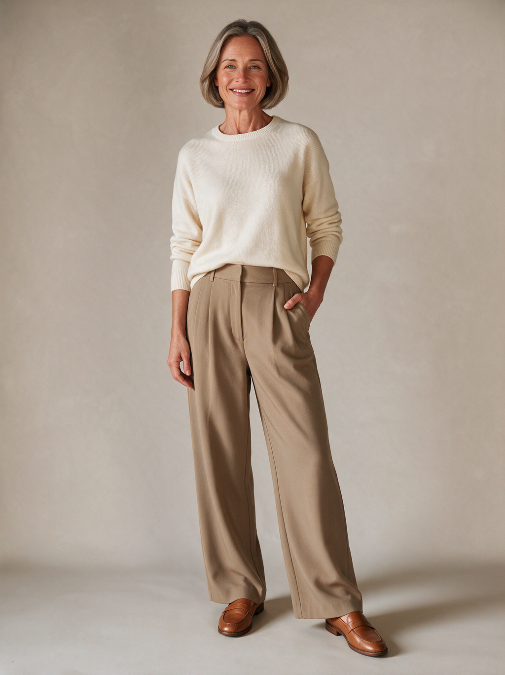 Wijde pantalon Fenna in khaki