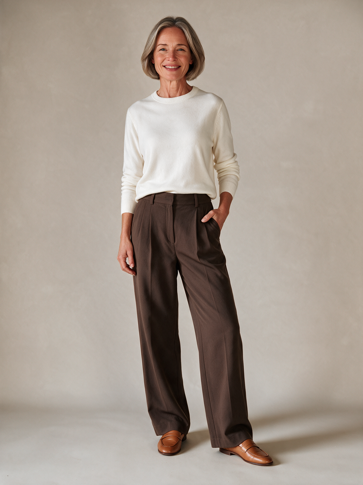 Wijde pantalon Fenna in bruin
