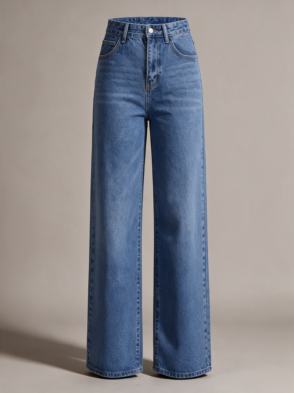 Wijde jeans Roos middenblauw productfoto