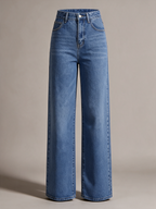Wijde jeans Roos middenblauw productfoto