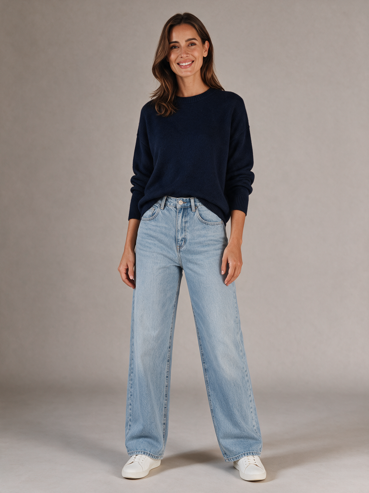 Wijde jeans Roos lichtblauw