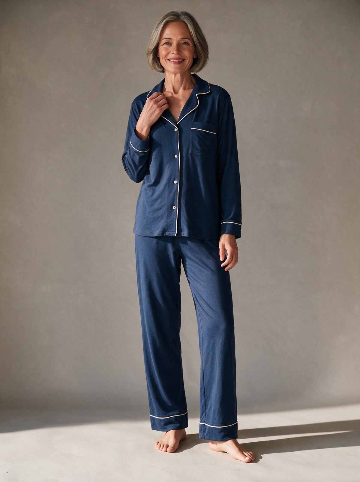 Katoenen pyjama Nina in marineblauw