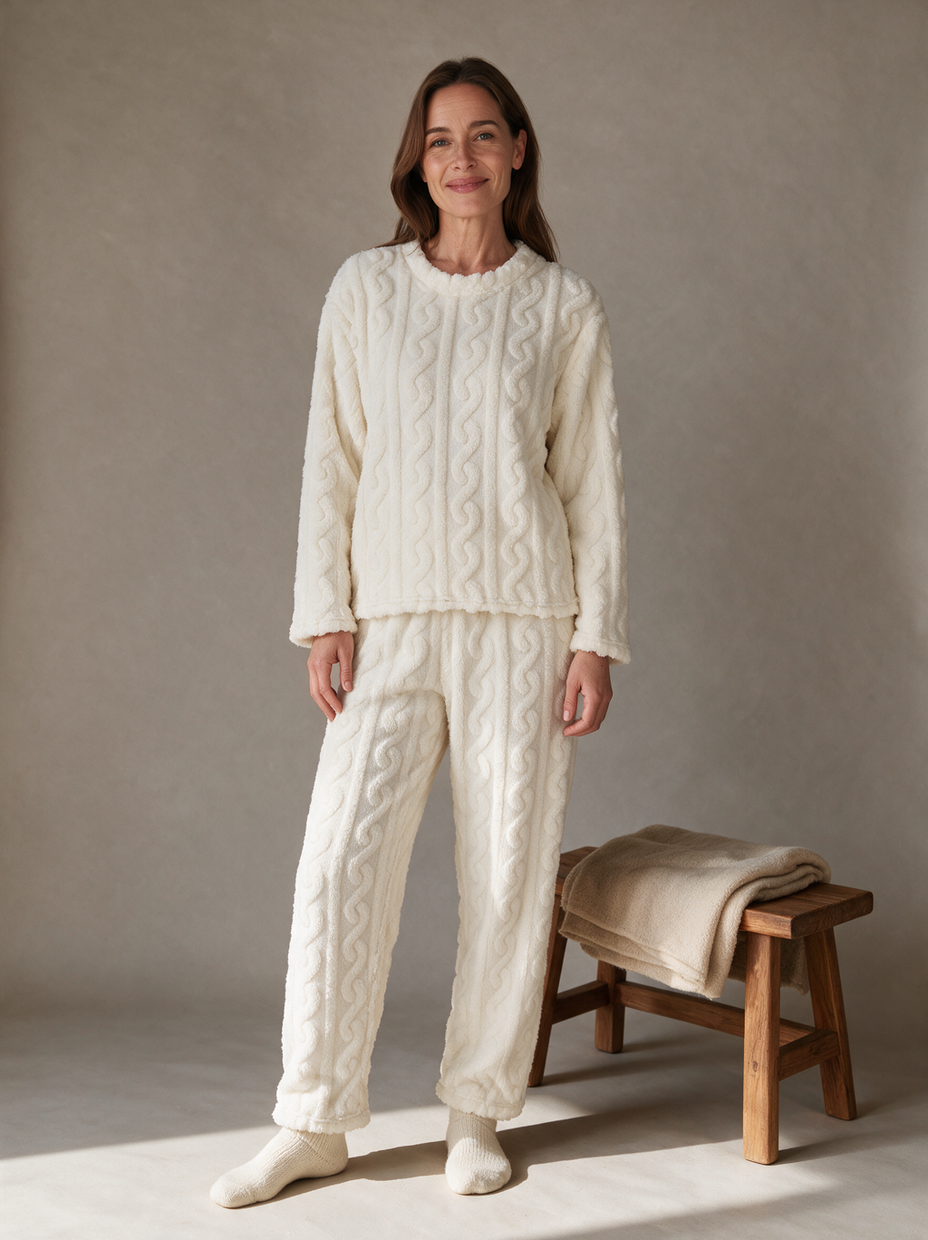 Fleece pyjama Bo in crème