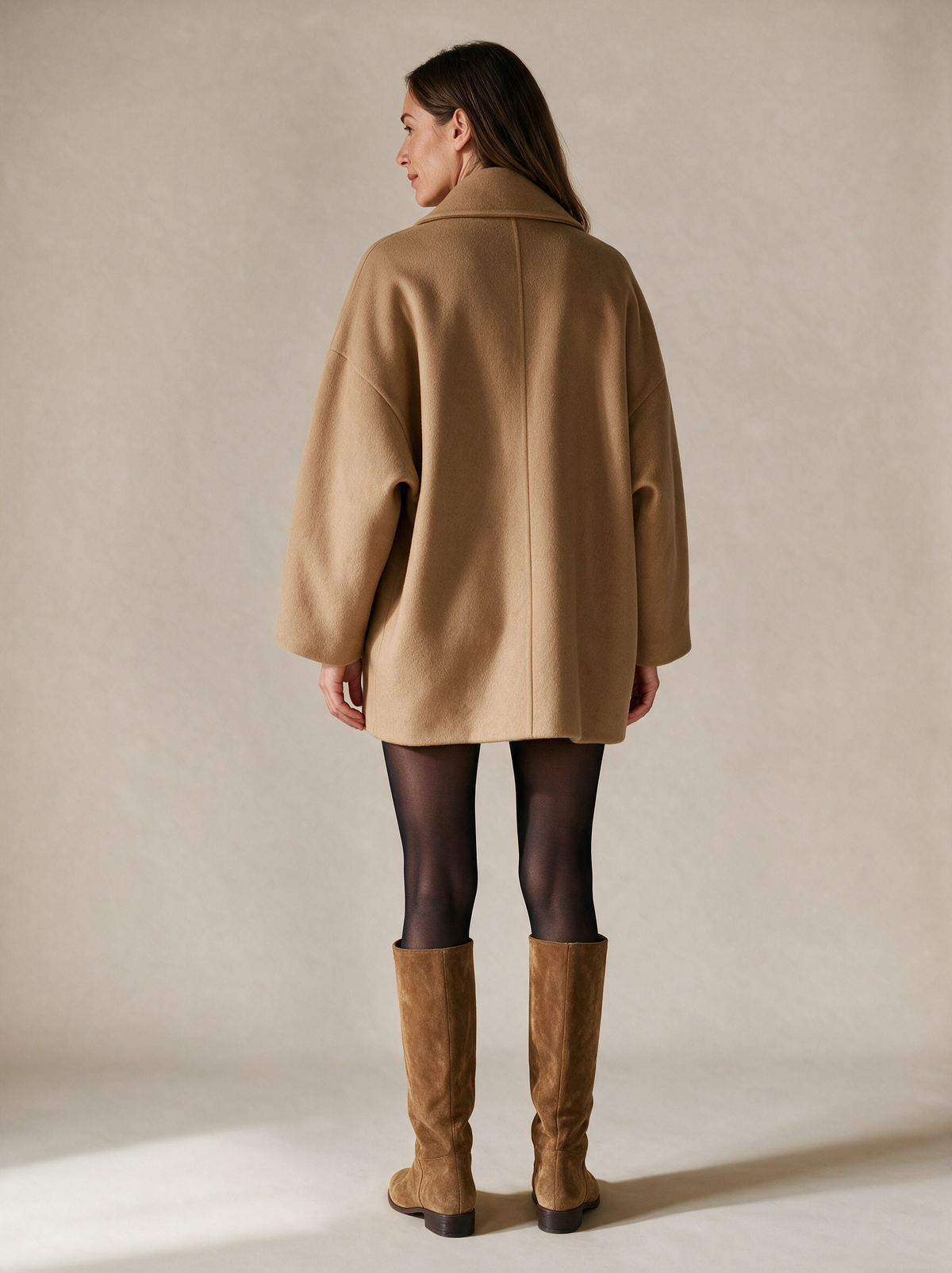 Oversized jas Anouk camel achterkant