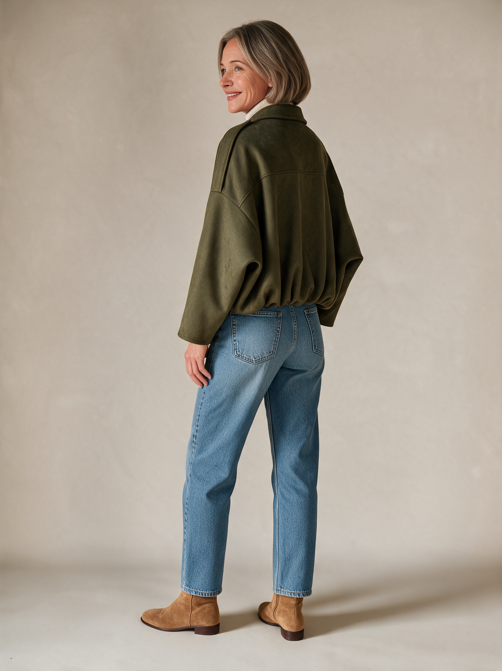 Oversized jack Liv olijfgroen achterkant